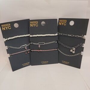 Madden NYC 7.5" Bracelet Set Hypoallergenic Cherry Pearl Rhinestone 3pc New